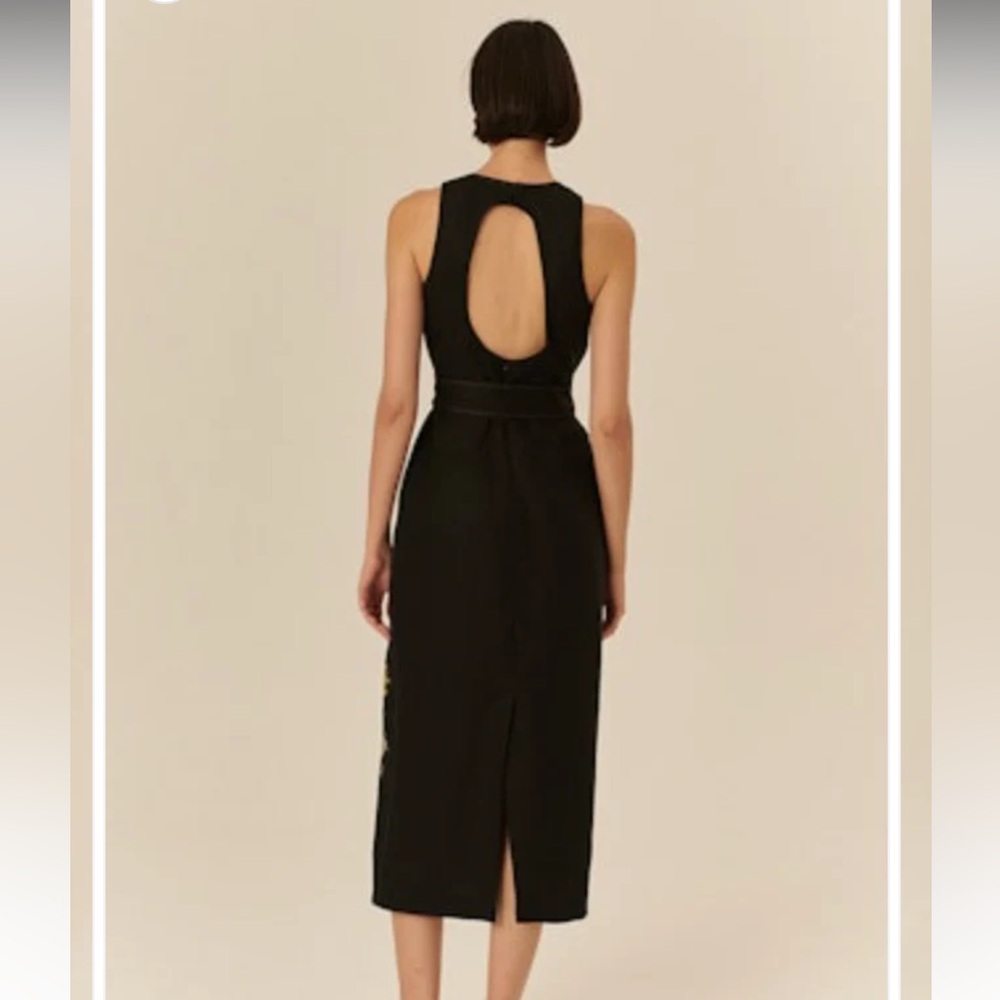 NEW EXQUISE Julieta dress in black Linen Embroidered Floral - Picture 2 of 12